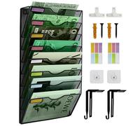 IOUGDSEC Organizer da parete verticale a 8 ripiani in rete da appendere, per ufficio, scuola, casa, set di ganci per etichette incluso