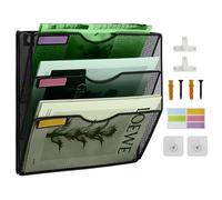 IOUGDSEC Organizzatore da parete verticale a 3 ripiani con rete da appendere, per ufficio, scuola e casa, set di ganci per etichette incluso