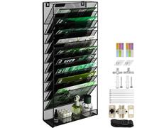 IOUGDSEC Portadocumenti da parete in rete A4 per cartelle, poste, riviste, 11 ripiani in rete metallica resistente, organizer da scrivania per raccoglitori e lettere