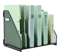 IOUGDSEC Portariviste in metallo per scrivania con 5 scomparti verticali, portadocumenti A4 con manico, in rete resistente, per ufficio, scuola e casa, nero