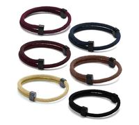 IOURVYA 6 bracciali da surfista, in corda, per uomini e donne, braccialetti intrecciati regolabili per uomini e donne, 15-25 cm, Corda Milan, lega