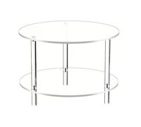 Iouyjiu Acrilico Coffee Tavolo, Rotondo Centerpiece Tavolo, Doppio Strato Display Shelf, Trasparente Modern Home Decor, Aesthetic Design for Living Room, Studio, Hotel Lounge