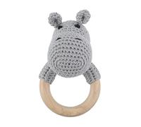 Iouyjiu Babies Rattle Toys, Wooden Animal Rattle, Handmade Crochet Toy, Soft Safe Design, Cute Animal Character, Perfect Baby Gift for Boys and Girls, Ideal for Newborns, 5.91x2.56x0.39in