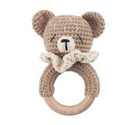 Iouyjiu Babies Rattle Toys, Wooden Animal Rattle, Handmade Crochet Toy, Soft Safe Design, Cute Animal Character, Perfect Baby Gift for Boys and Girls, Ideal for Newborns, 5.91x2.56x0.39in