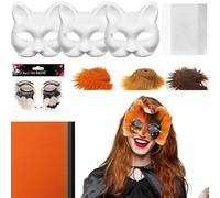 Iouyjiu Blank Cat Mask Craft Kit, Costume Prop with Felt and Mesh Sheet, Creative Cosplay Activity for Men and Women, Party Art Project for Masquerade or Halloween, 7.48x6.69 Inches