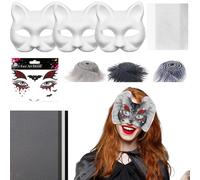 Iouyjiu Blank Cat Mask Craft Kit, Costume Prop with Felt and Mesh Sheet, Creative Cosplay Activity for Men and Women, Party Art Project for Masquerade or Halloween, 7.48x6.69 Inches
