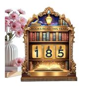 Iouyjiu Book Counter - Retro Wooden Reading Trackers for Progress Display | Solid Wood Craft with Manual Turning Numbers, Decorative Reading Record Tool for School Library Classroom Desk Study Space