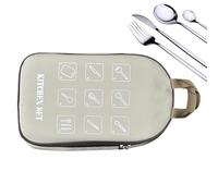 Iouyjiu Camping Cutlery Organizer, Outdoor Storage Bag, Multi-Pocket Camping Accessory, Sturdy Travel Case, Easy-to-Clean Design, Ideale per Hiking, Picnic, BBQ, cachi, Se référer au descriptif,