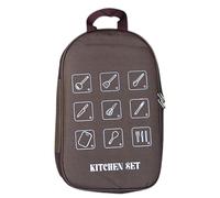 Iouyjiu Camping Cutlery Organizer, Outdoor Storage Bag, Multi-Pocket Camping Accessory, Sturdy Travel Case, Easy-to-Clean Design, Ideale per Hiking, Picnic, BBQ, Colore: caffè., Se référer au