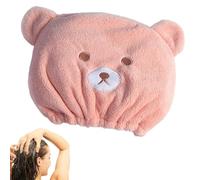 Iouyjiu Hair Drying - Cartoon Bear Design Fleece Towel Hat | Quick Drying Elastic Turban Adjustable Comfortable Fit for Home Travel Shower Spa Bathroom Hair Care Kids Adults