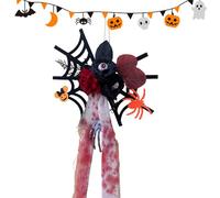 Iouyjiu Halloween Decor Set, Haunted House Decoration, Creepy Skull Spider Prop, Realistic Hanging Ornament Durabled Lightweight for Indoor Wall Door Window Display, 19.69x12.2 Inches