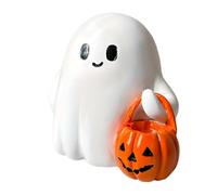 Iouyjiu Halloween Night Light, Ghost with Pumpkin Bedside Lamp, Cute Halloween Home Decor Table Lights for Bathroom Kitchen Study Bedroom Reading Corner Entryway Party Room Decoration Use 3.15x3.15in