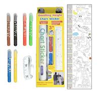 Iouyjiu Kids Height Chart, Growth Wall Sticker, Decorative Doodling Ruler, Fun Nursery Decor Classroom Playroom Wall Art Ideal for Kids Bedroom and Playroom, 68.9x9.72 Inches