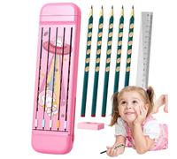 Iouyjiu Multifunctional Pencil Box, Divided Pencil Organizer Case, Hard Matita Box with Pencil, Pencil Box with Eraser, and Materials for Students and Kids (1 pezzo), rosa, Se référer au