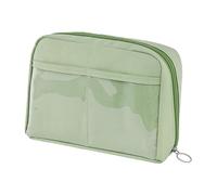 Iouyjiu Pencil Bag for Students, Large Capacity Organizer, School Stationery Case, Compartment Design, Portable Bag with Carrying Handle for Ruler, Markers, Pens 21.5x15x5.5cm Green Brown