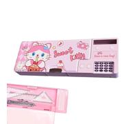 Iouyjiu Pencil Case, School Pencil Box, Pop Up Multifunction Design, Ampio Storage Capacity School Stationery Holder with Built in Calculator for Students 10.24x3.62x1.3 inch, Kitten, Se référer au