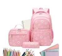 Iouyjiu Primary School Backpack Set - Lightweight Bookbag for Students | Polyester Fabric with Reinforced Stitching, Spacious Compartments, Floral Pattern Design, Ideal for Campus Study Travel Trips