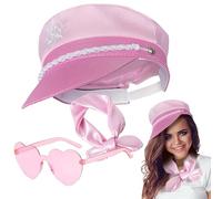 Iouyjiu Ship Captain Hat, Yacht Captains Costumes, Costume Accessories with Sunglasses and Scarf, Dress Up Cosplay Accessories for Women, Nautical Captain Outfit, Pink and Purple, 1 Set