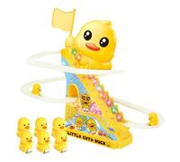 Iouyjiu Small Ducks Climbing Toys, Electric Stair Climbing Track Set, Colorful Slide With Lights And Music, Enhanced Musical Experience, Sturdy Abs Material, 10.63x5.91x9.45in