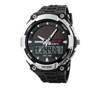 Iouyjiu Solar Watch, Digital Display Wristwatch, Multifunction Outdoor Sport Style, Durabled Waterproof Design, Lightweight Build for Fitness Travel Work Drive Date, 0.59 Inches