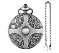 Iouyjiu Steampunk Gear Pocket Watch Dice Set | Creative Portable Dice Necklace for RPG and Board Games | Ideal Decorative Piece for Tabletop and Themed Events, Grigio argento, Se référer au