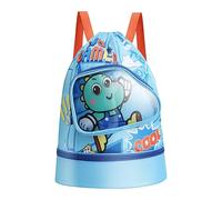 Iouyjiu Swim Bag for Kids, Wet and Dry Separation Sackpack, Cartoon Pool Backpack with Shoe Compartment, Drawstring Beach Bag for Boys, Girls, and Teens, Waterproof Twill Material, 11.02x7.87x12.6in