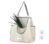 Iouyjiu Vegetable Bag, Storage Net Bag, Breathable Design, Fruit Mesh Storage with Hangable and Space Saving Material for Organizing Kitchen Products, 17,72 x 3,94 x 15,75 pollici, Doppio grigio, Se