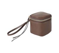 Iouyjiu Vintage Pu Leather Makeup Bag, Travel Cosmetic Case, Zipper Closure, Square Toiletry Pouch, Beauty Organizer, Waterproof Lining Storage for Lipstick, 3.94 X 2.76 X 3.54 in