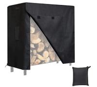 Iouyjiu Waterproof Firewood Rack Cover, Weather Resistant Wood Cover, Heavy Duty Outdoor Firewood Storage, Oxford Fabric Log Rack Protective Covers for Outdoor Wood Rack Cover (Black)