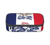 Iowa State Flag - Astuccio per cancelleria con cerniera, per ragazzi, ragazze, studenti, scuola, Nero , Taglia unica, Valigia