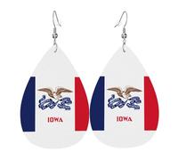 Iowa State Flag - Coppia di orecchini a goccia in pelle sintetica, da donna, leggeri e pendenti.