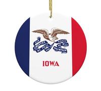 Iowa State Flag Decorazione natalizia da appendere regali Nightmare Before Ornamenti in ceramica rotondi in porcellana natalizia
