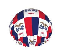 Iowa State Flag Print Bath Hair Cover per le donne riutilizzabile doppio strato impermeabile cuffia doccia per donne signore
