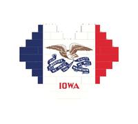 Iowa State Flag Print Building Brick Block Puzzle a forma di cuore per San Valentino, compleanno, matrimonio