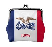 Iowa State Flag Print Donna Microfibra Pelle Kiss Lock Coin Portafoglio, Mini Portafoglio per Carte e Rossetto