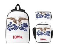 Iowa State Flag Zaino Set-3-in-1 Borsa da viaggio Lunch Bag Storage Pouch | Oxford 600d impermeabile e resistente. Adatto per laptop da 15 pollici. Ideale per il lavoro.