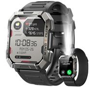 IOWODO Smartwatch Uomo con Chiamate,2.01“ Militari Smart Watch con Torcia/900mAh Batteria/2 Cinturini/Bussola/SpO2/100 Sportive/Cardiofrequenzimetro/Sonno,Orologio Fitness Tracker per iOS/Andriod