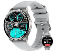 IOWODO Smartwatch Uomo Donna, 1.43" AMOLED Orologio Fitness Tracker con Effettua/Risposta Chiamate Bluetooth, Contapassi/Cardiofrequenzimetro/Sonno, Impermeabile IP68 per Android iOS, Grigio