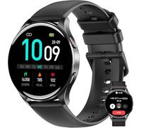 IOWODO Smartwatch Uomo Donna, 1.45" Orologio Fitness Tracker con Effettua/Risposta Chiamate Bluetooth, Contapassi/Cardiofrequenzimetro/Sonno, Impermeabile IP68 per Android iOS, Quadrante Rotondo,Nero