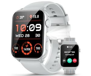 IOWODO Smartwatch Uomo Donna con Torcia LED, Chiamate Bluetooth,1.91" Schermo, Monitoraggio Cuore/SpO2/Sonno 24H,100 Modalità Sport, Fitness Tracker, IP68 Impermeabile, 2 Cinturini, per Android iOS