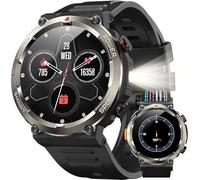 IOWODO Smartwatch Uomo Militare 1.45" con Chiamate Bluetooth, Batteria 960mAh, Torcia LED, Bussola, IP68 Impermeabile, Monitoraggio Cuore/Ossigeno nel Sangue/Sonno, 100+ Modalità Sportive, 2 Cinturini