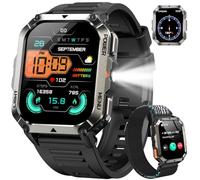 IOWODO Smartwatch Uomo Militare 2.01" con Chiamate Bluetooth, Batteria 900mAh, Torcia LED, Bussola, IP68 Impermeabile, Monitoraggio Cuore/Ossigeno nel Sangue/Sonno, 123 Modalità Sportive, 2 Cinturini