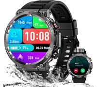 IOWODO Smartwatch Uomo,Orologio Fitness Chiamate Bluetooth,Smart Watch Militari Tracker con Cardiofrequenzimetro,SpO2, Monitoraggio del Sonno,100+ Modalità Sport Compatibile Android iOS (2 Cinturini)