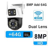 IP Camera 12MP 6K Three Lens 8X Zoom Surveillance AI Tracking Security Protection Outdoor CCTV Cam Rilevamento del movimento(4K 8MP Add 64G)
