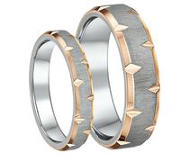 IP Oro Rosa Bordato Titanio Matrimonio Anelli 4&6mm Lui e Lei Coppie Anelli