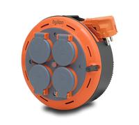 IP44 Cavo di prolunga a rulli per cassette compatte, cavo da 5 m con 4 prese + fusibile termico/bambino, 3x1mm2, messa a terra tipo SCHUKO, PHP-05310-F