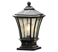 IP44 Impermeabile Patio lampione antiruggine Antipioggia in Lega di Alluminio Lanterna pilastro Esterno E27 Colore Nero Retro Colonna Luce cancello Paletto portici cortili Villa giardino