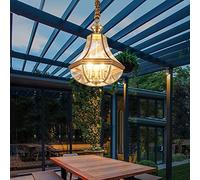 IP44 Lampada a sospensione a sospensione impermeabile per esterni Lampadario a lanterna in rame esterno E14 Plafoniera antiruggine a 3 luci Apparecchio a sospensione a sospensione Pavilion Sun Room