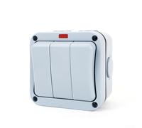 IP66 - Interruttore esterno impermeabile con indicatore LED, controllo a 3 vie per giardino e terrazza, robusto alloggiamento in ABS, 20 A, autoresettante, (Double Control)