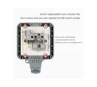 IP66 Outdoor Extension Lead 13A Rainproof Charging Socket Outdoor Socket Waterproof Box with Independent (UK Plug)